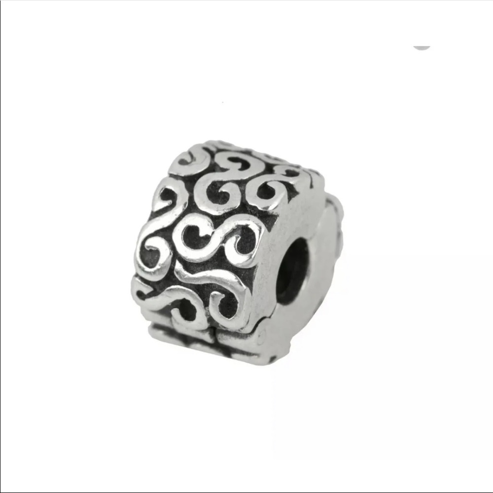 Authentic Pandora Sterling Silver Swirl Clip Bead Charm